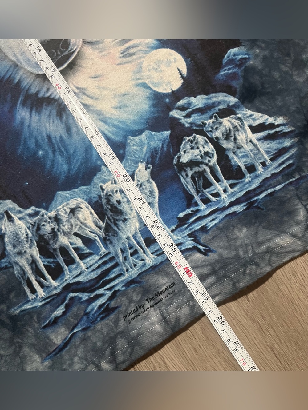 90s full moon wolf The Mountain made in USA 1996 tie-dye graphic T-shirt, mens M - Picture 10 of 10